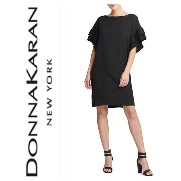 Donna Karan Dresses & Skirts - 🆕 Donna Karan Black Pleated Sleeve Shift Dress